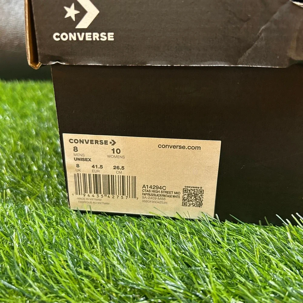 Converse Chuck Taylor All Star High Street Mid Mens 8 Papyrus Black White New - Picture 10 of 13